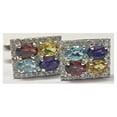 thumbnail image 1 of Sterling Silver MultiStone Cufflink Amethyst Garnet Citrine Blue Topaz Cufflinks For Men Groomsmen Cufflink Bestman Cufflink Wedding Cufflink For Men, 1 of 1