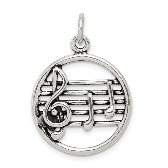 925 Sterling Silver Treble Clef and Eighth Notes Pendant Charm, Unisex, Jewelry Stores Network