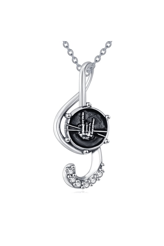 Sterling Silver Music Note Rock Drum Sticks Pendant Necklace Music Lovers Drummer Gift Jewelry for Women Her