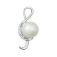 thumbnail image 1 of Sterling Silver Music Note Simulated Mother of Pearl Pendant Treble Clef Musician Charm Jewelry Female, 1 of 3