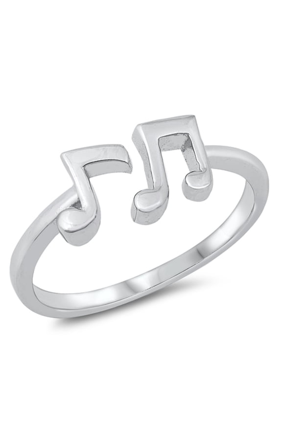 Sterling Silver Musical Notes Open Ring Size 6