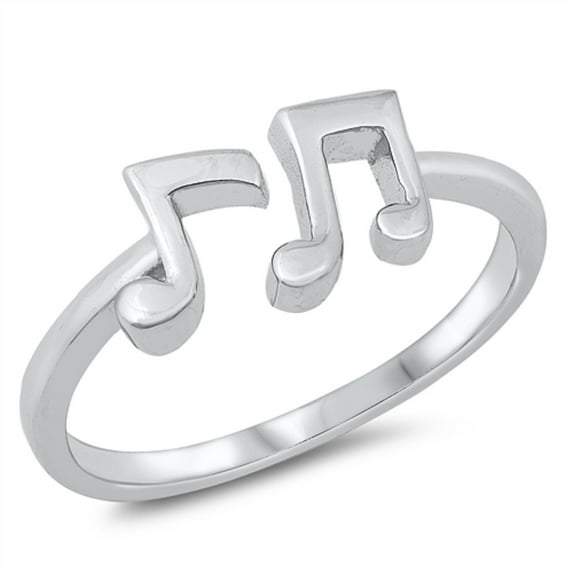 Sterling Silver Musical Notes Open Ring Size 9