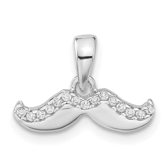 Sterling Silver Mustache Pendant Necklace with Cubic Zirconia for Women or Unisex, Fun Facial Hair Charm, Whimsical Fashion Jewelry, Playful Novelty Style for Movember or Statement Wear