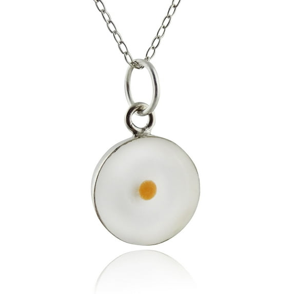 Sterling Silver Mustard Seed Pendant Necklace - Clear, Round