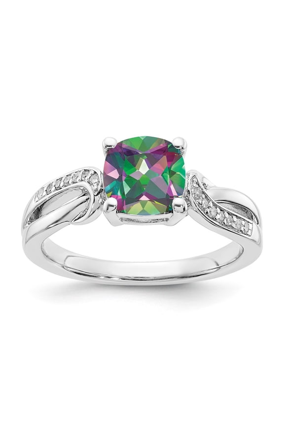Sterling Silver Mystic Fire Topaz & Diamond Ring