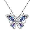 thumbnail image 1 of Juwaliy Rainbow Mystic Topaz Necklaces 925 Sterling Silver Pendant Butterfly Necklace Jewelry Women Christmas Valentines Mother's Day Gifts for Her, 1 of 10