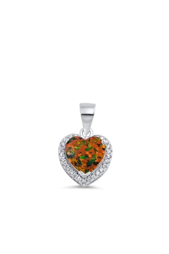 Sterling Silver Mystic Simulated Opal Heart Pendant Eternity Halo Love Charm 925 Jewelry Female