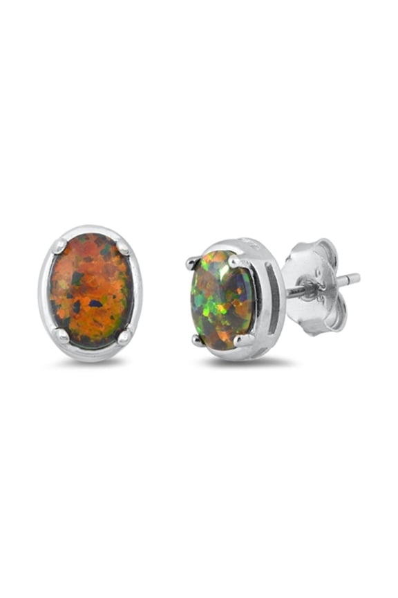 Sterling Silver Mystic Simulated Opal High Polished Earrings 925 New Jewelry Female Unisex