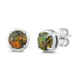 thumbnail image 1 of Sterling Silver Mystic Simulated Opal High Polished Earrings 925 New Jewelry Female Unisex, 1 of 3