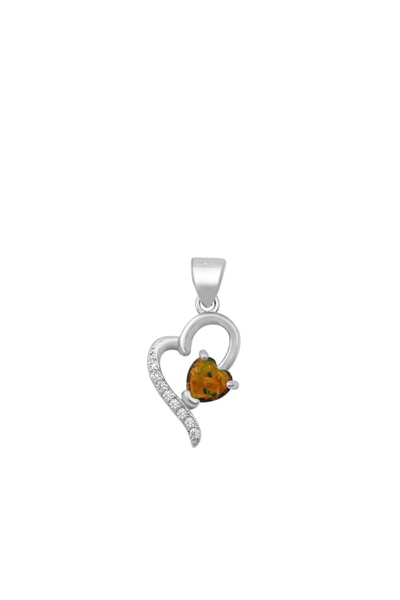 Sterling Silver Mystic Simulated Opal Promise Heart Pendant Elegant Love Charm Jewelry Female Unisex