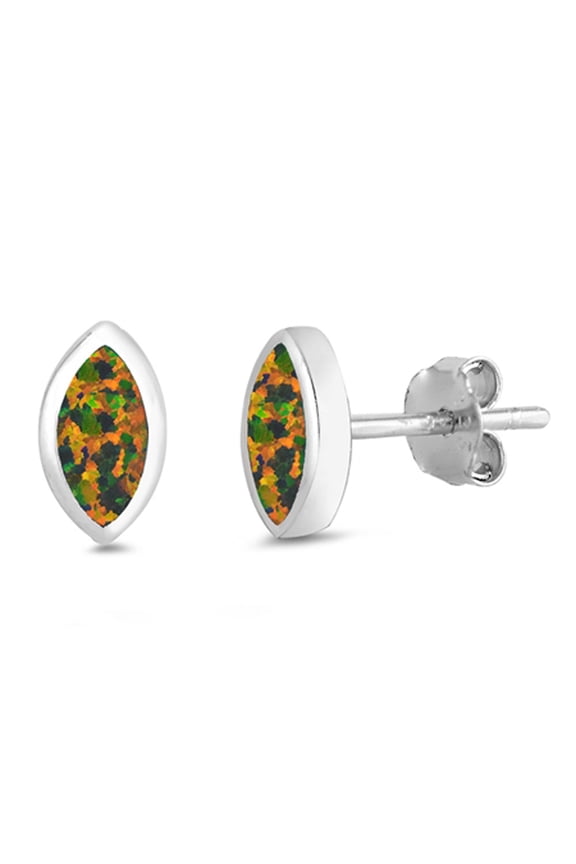 Sterling Silver Mystic Simulated Opal Stud Earrings 925 New Jewelry Female Unisex