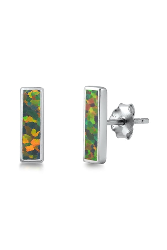 Sterling Silver Mystic Simulated Opal Stud Earrings 925 New Jewelry Female Unisex