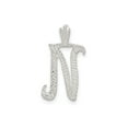 thumbnail image 1 of Sterling Silver N Initial Pendant Necklace with Chevron Engraving, Script Monogram Charm for Women or Unisex, Polished Textured Letter Jewelry for Name and Identity Style, 1 of 6