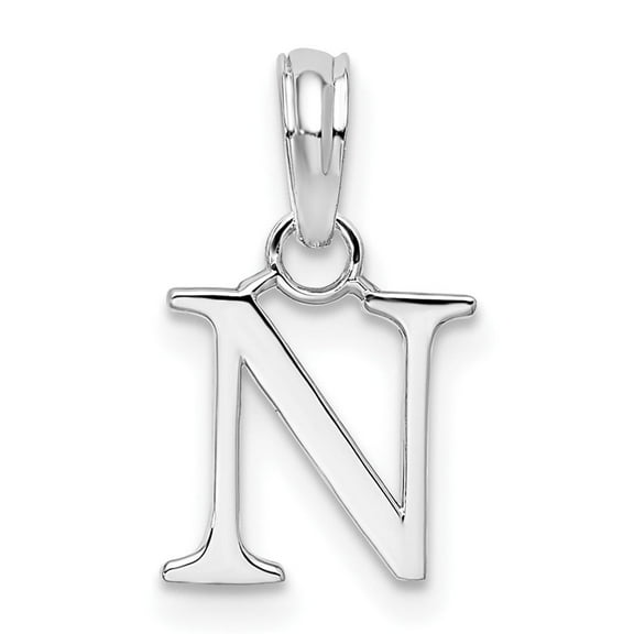 Sterling Silver N Pendant Necklace for Women or Unisex, Polished Initial Charm, 925 Alphabet Jewelry, Modern Monogram Accessory, Personalized Uppercase Letter Symbol