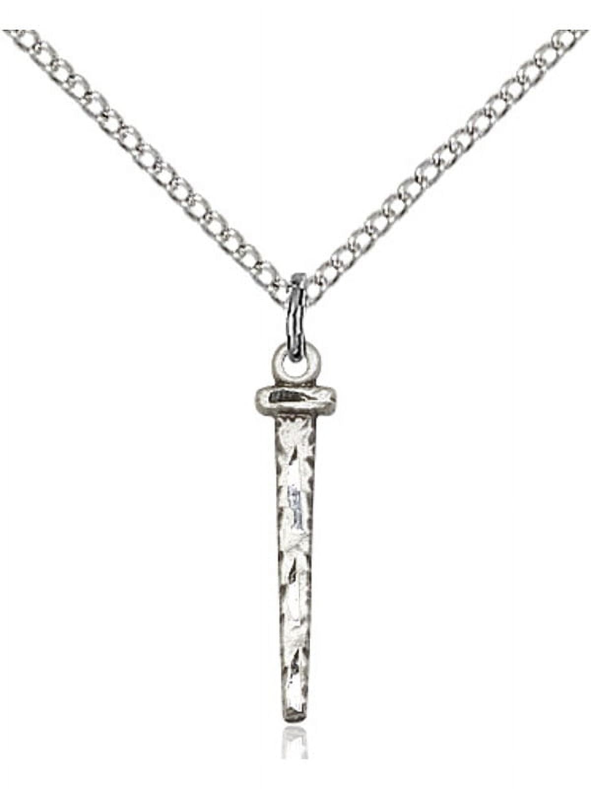 Sterling Silver Nail Pendant 3/4 x 1/8 inches with Sterling Silver Lite Curb Chain