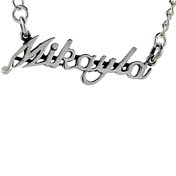 Sterling Silver Name Necklace Mikayla 3/8 Inch, 17 Inches Long