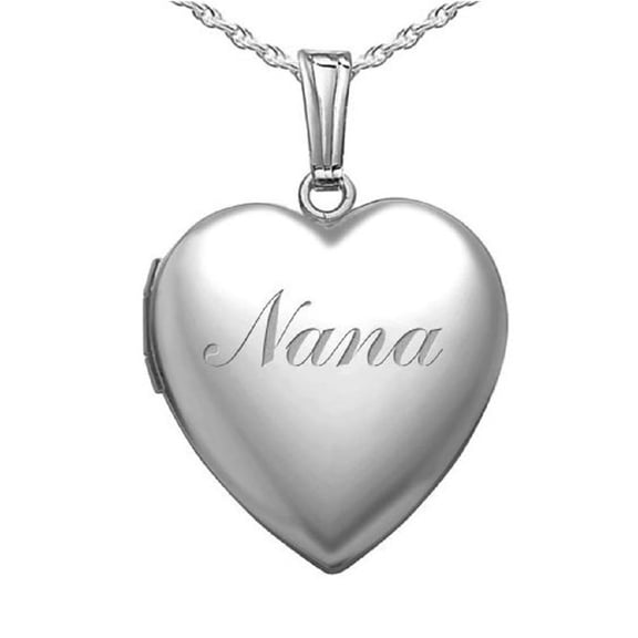 Sterling Silver "Nana" Sweetheart Locket - 3/4 Inch X 3/4 Inch
