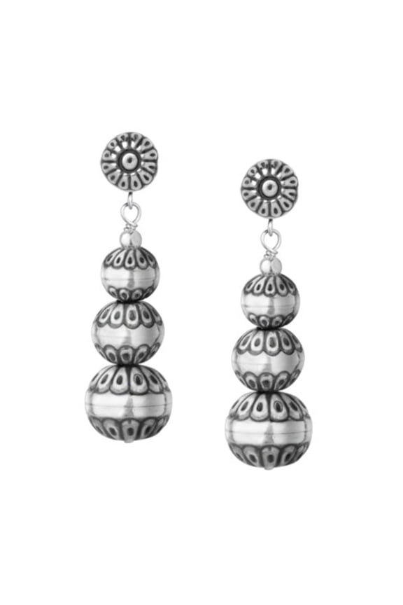 Sterling Silver Native Pearl Graduated Dangle Earrings
