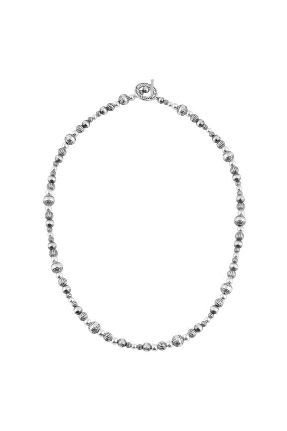 Sterling Silver Native Pearl Mixed Beads Toggle Necklace, 20 Inches