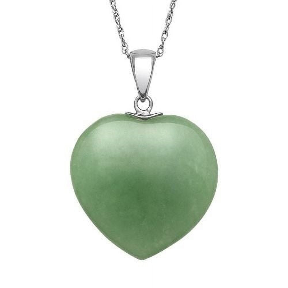 BEDAZZLEDBIJOU Sterling Silver Natural Jade Heart Necklace