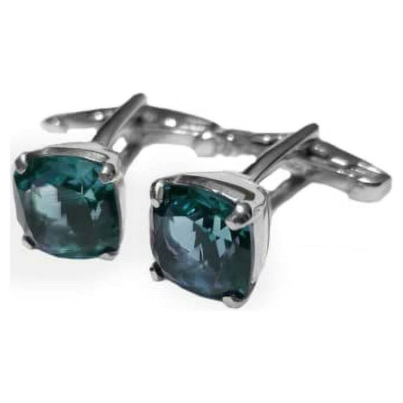 Sterling Silver Natural London Blue Topaz Cufflinks 10 mm Cushion 7 Ct London Topaz Wedding Cufflinks Silver London Topaz Engagement Cufflinks Grooms Men Cufflinks