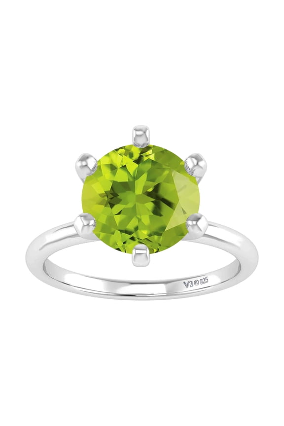 Sterling Silver Natural Peridot Solitaire Ring
