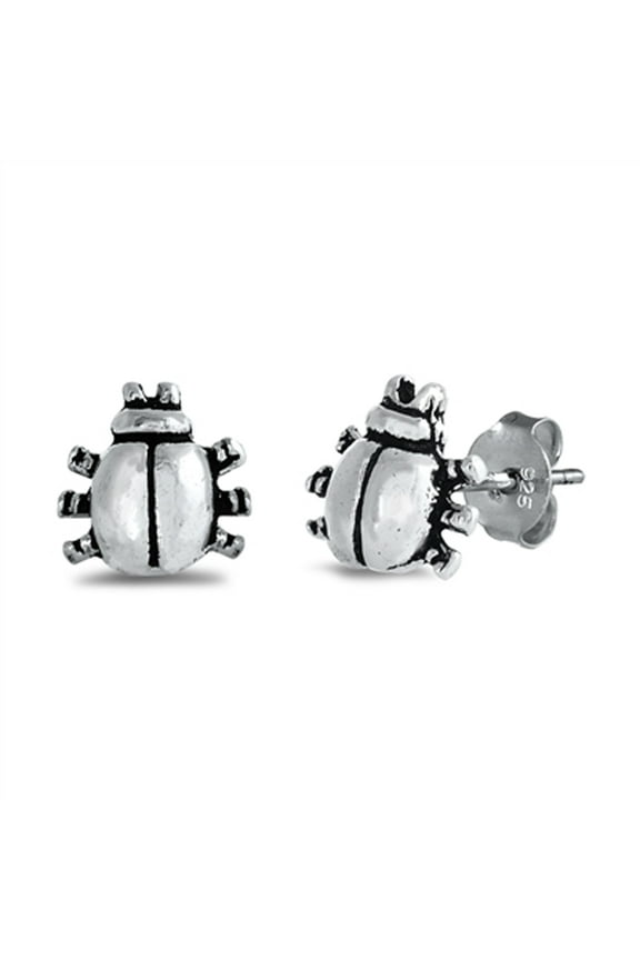 Sterling Silver Nature Ladybug Bug Insect Animal Stud Earrings 925 New Jewelry Female Unisex