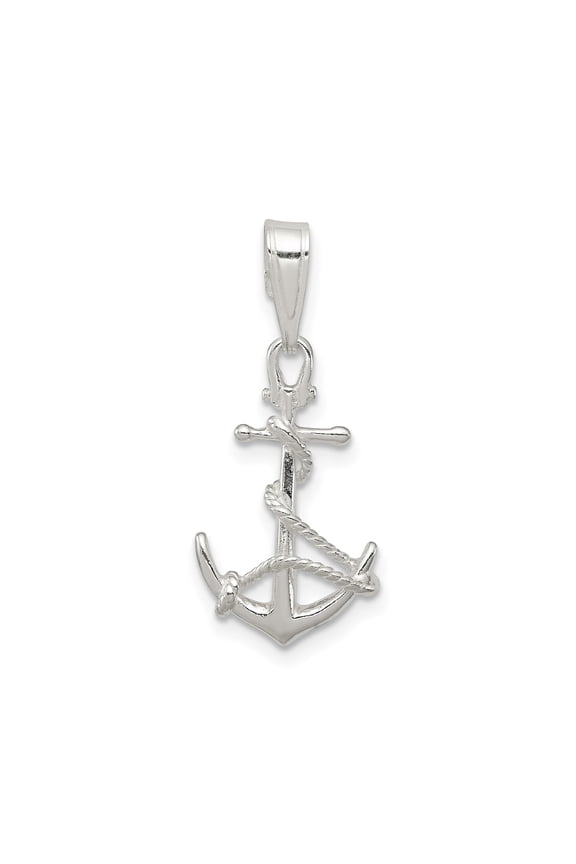 Sterling Silver Nautical Anchor Pendant with Rope Detail for Men and Women, Maritime Necklace Symbol of Strength, Stability, Hope, Ocean-Inspired Sailor Jewelry