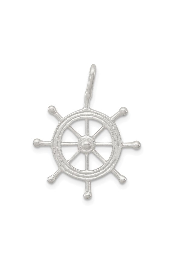 Sterling Silver Nautical Ship Wheel Pendant Necklace for Men and Women with Helm Design for Sailing, Maritime Style Ocean Jewelry Symbolizing Guidance and Adventure