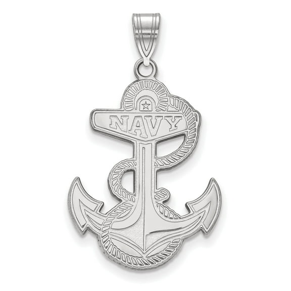 Sterling Silver Navy Anchor Pendant with Rope Design and NAVY Symbol for Men and Women, Military Jewelry Representing Strength, Service, Duty, Patriotism, Veterans