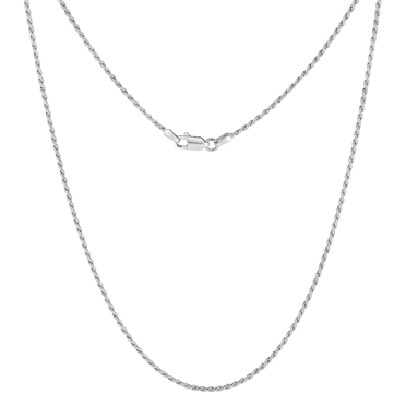 Sterling Silver Necklace Unisex Diamond Cut Rope Chain for Men and Women by Pivey & Co. 1.5mm - 16 Inches Long With Gift Box