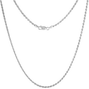Sterling Silver Necklace Unisex Diamond Cut Rope Chain for Men and Women by Pivey & Co. 2.3mm - 20 Inches Long With Gift Box