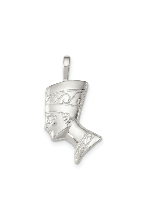 Sterling Silver Nefertiti Pendant Necklace with Egyptian Queen Profile Symbolizing Power and Beauty, African Heritage Jewelry for Women or Unisex Wearers