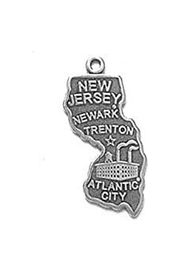 Sterling Silver New Jersey State Travel Charm with Split Ring Item #629
