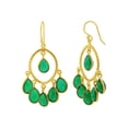 thumbnail image 1 of Sterling Silver New Orleans Green Natural Stone Hook Earrings dipped in 18k Gold, 1 of 1