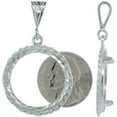 thumbnail image 1 of Sterling Silver Nickel Bezel 21 mm Coins Prong Back Rope Edge Diamond Cut 5 Cent Coin NOT Included, 1 of 5