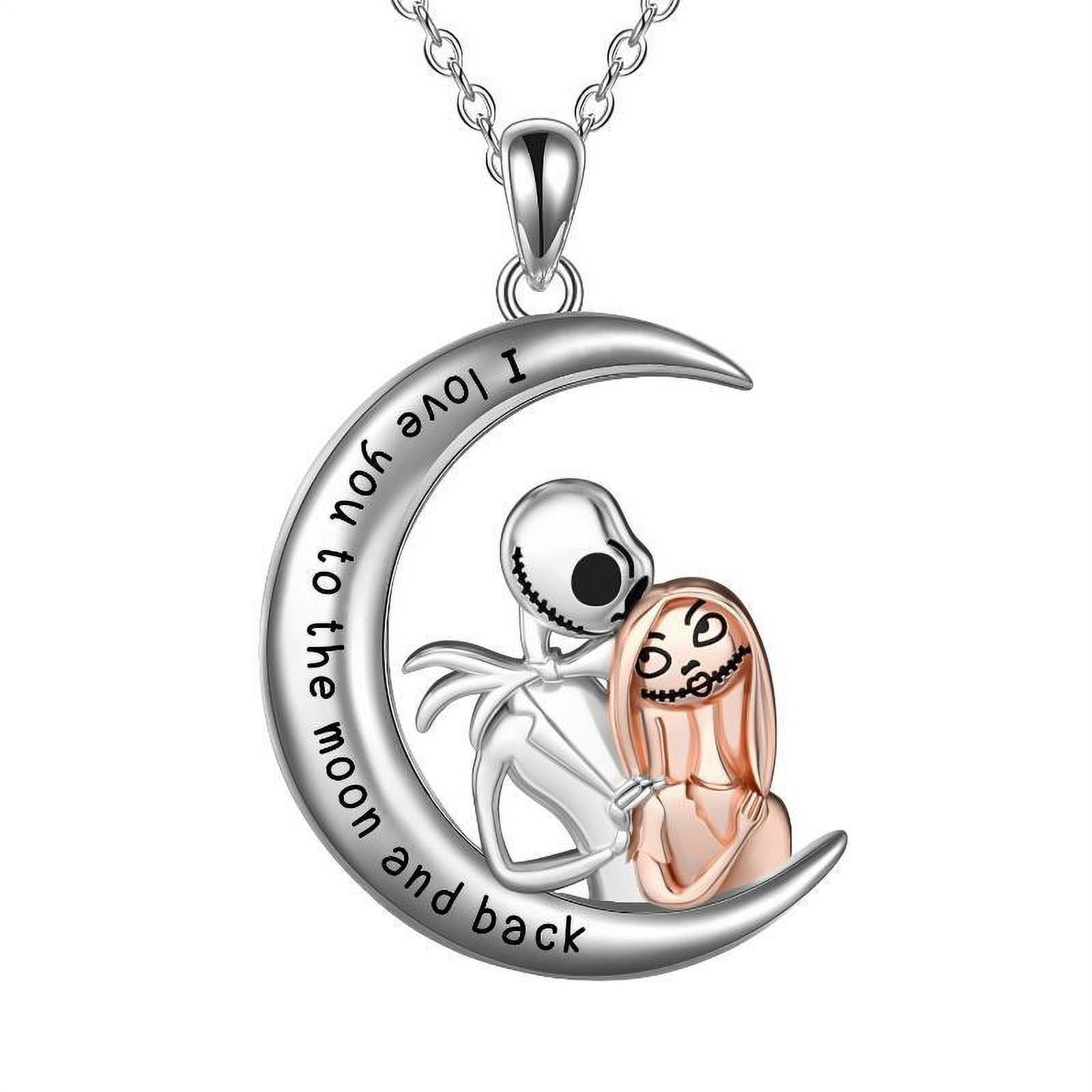 Disney Tim Burton's The Nightmare Before Christmas An Enchanting Nightmare  Womens Round Faceted Crystal Pendant Necklace Adorned With Character Art