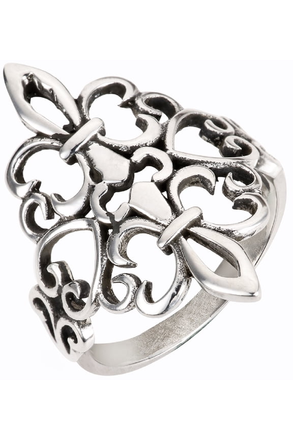 Sterling Silver Noble Fleur De Lis Ring Size 10