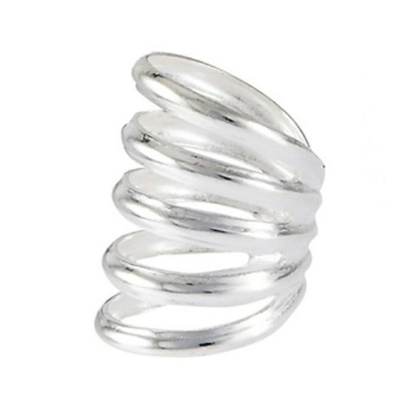 Sterling Silver Nonpiercing Five 5 Band Row Ear Cuff Wrap 10mm Diameter