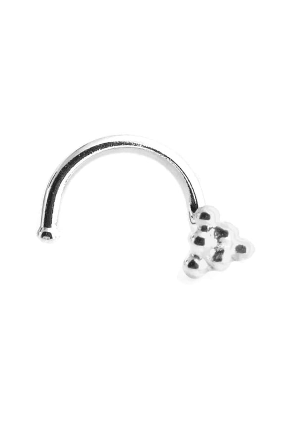 Sterling Silver Nose Stud Screw Shaped Nose Triangle, Nostril Corkscrew Piercing for Women Men Left or Right Side Handmade (Triangle Screw | Right Side)