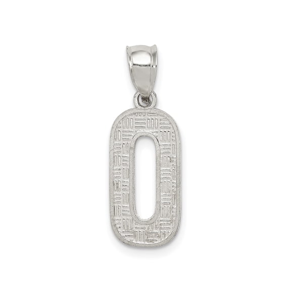 Sterling Silver Number 0 Pendant Charm with Textured Design, Unisex Symbolic Jewelry for Necklace or Bracelet, Numeric Accessory for Layering or Everyday Wear
