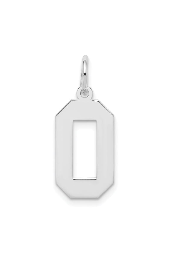 Sterling Silver Number 0 Pendant Charm for Men and Women, Polished Octagonal Cut-Out Jewelry for Personalized Anniversary or Team Accessories