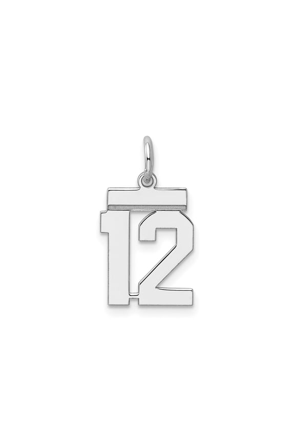 Sterling Silver Number 12 Pendant Necklace for Men and Women, Bold Athletic Style Unisex Sports Jewelry, Symbolic Jersey Numeral for Fans, Athletes, Teams, Birthdays or Anniversaries