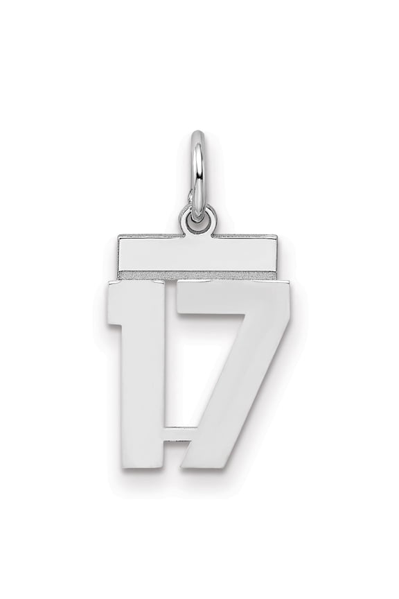 Sterling Silver Number 17 Pendant Necklace for Men and Women, Polished Numeric Jewelry with Modern Bold Design, Unisex Sports Charm for Milestone Year or Jersey Number