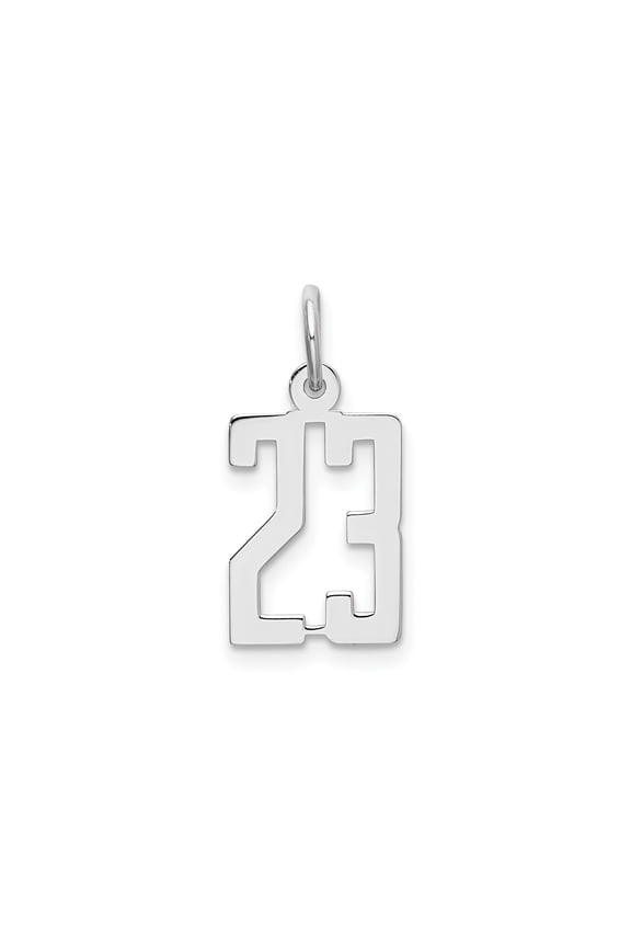Sterling Silver Number 23 Pendant Necklace for Men and Women with Cutout Design, Sports Fan Jewelry for Basketball, Athletic Numerology Symbol, Unisex Style