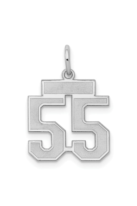 Sterling Silver Number 55 Pendant Necklace for Men and Women, Bold Block Design, Unisex Sports Charm, Satin Finish Athletic Jewelry for Fans or Milestone Celebrations