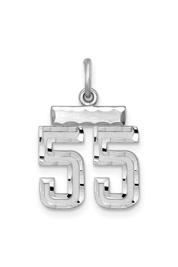 Sterling Silver Number 55 Pendant Necklace for Men and Women, Sporty Milestone or Lucky Number Charm, Bold Unisex Jersey Style Jewelry
