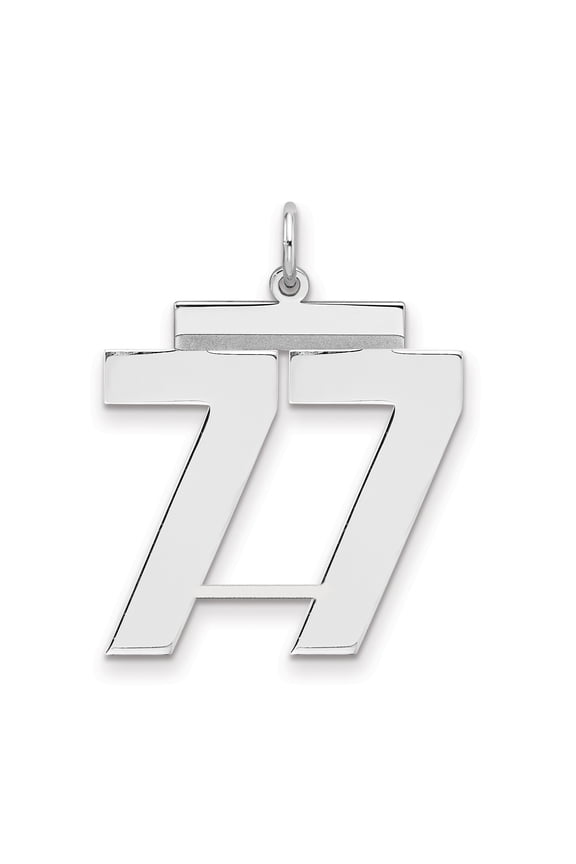 Sterling Silver Number 77 Pendant Necklace for Men and Women, Polished Angel Number Charm, Lucky Numerology Jewelry, Unisex Spiritual Symbol, Bold Faith Accessory