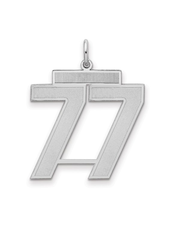 Sterling Silver Number 77 Pendant for Men and Women, Bold Modern Angel Number Necklace, Spiritual Symbolic Medallion, Hip Hop Religious Urban Jewelry