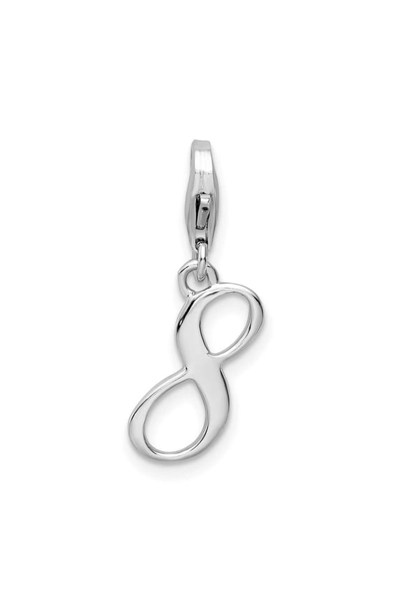 Sterling Silver Number 8 w/Lobster Clasp Charm QCC626N8